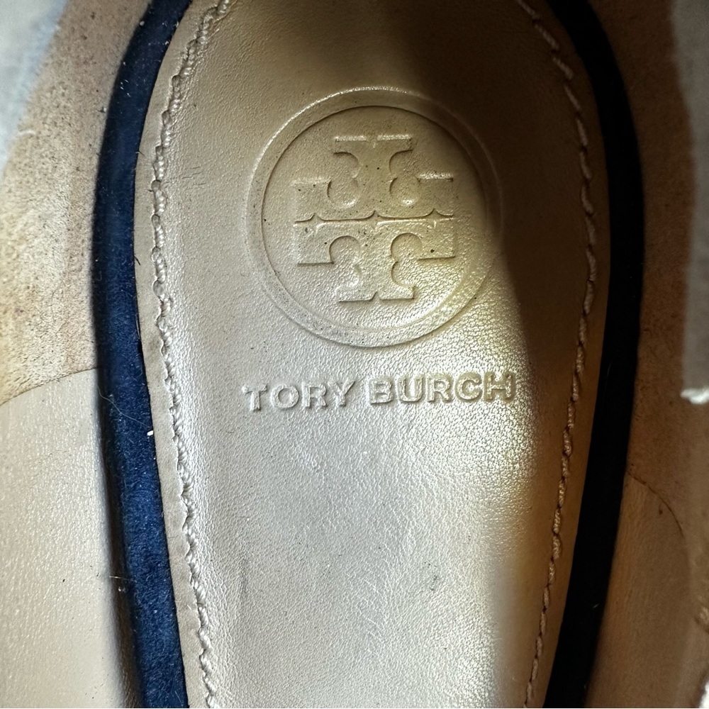Tory Burch Elizabeth 85mm Round Toe Block Heel Pumps Blue Suede Size 10.5​ - Picture 10 of 13